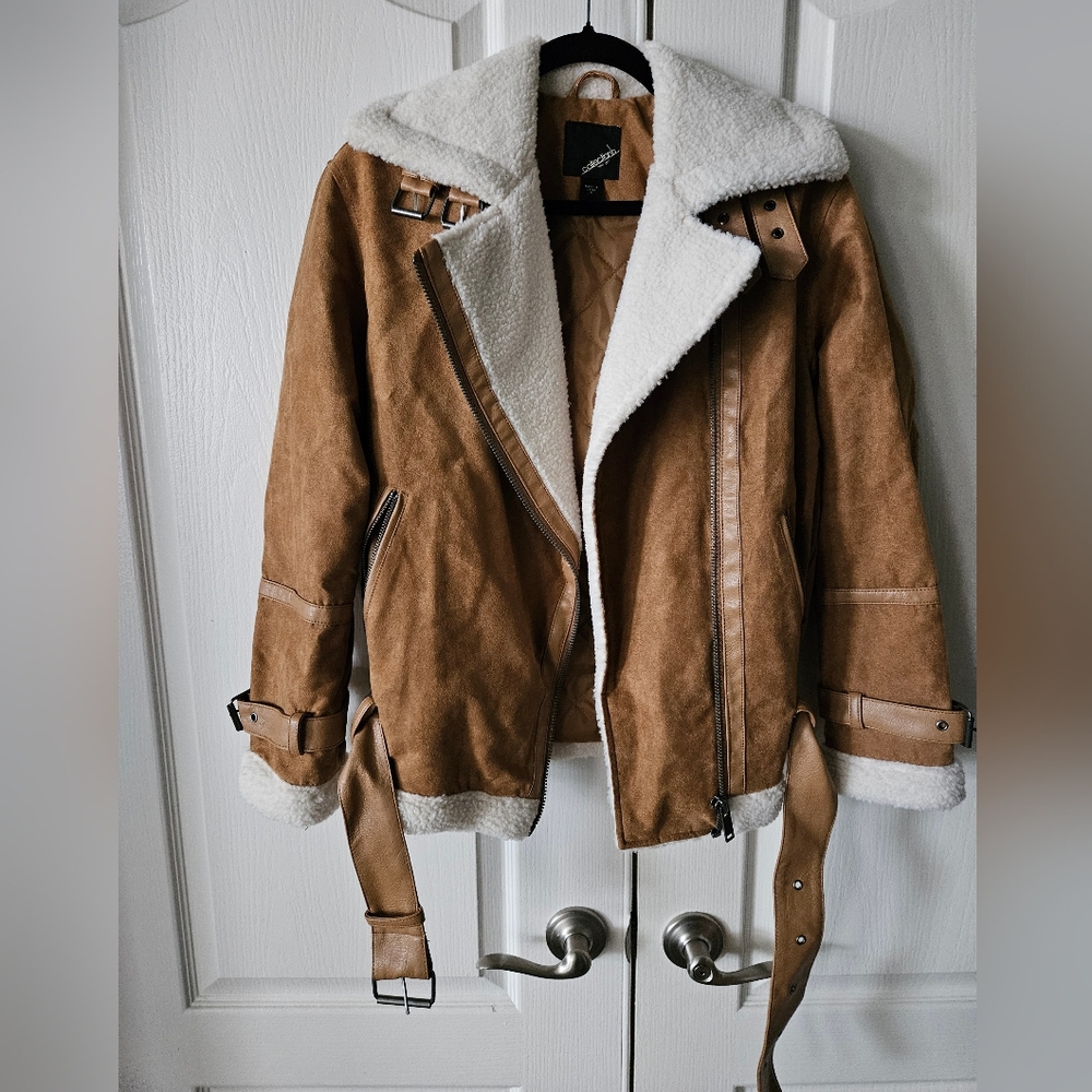 Collection B suede and shearling jacket, small